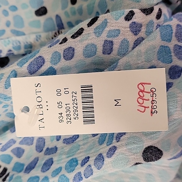 Talbots Womens Vibrant Blue Print Pants 100% Cotton With Adjustable Strap Sz M - Picture 9 of 10